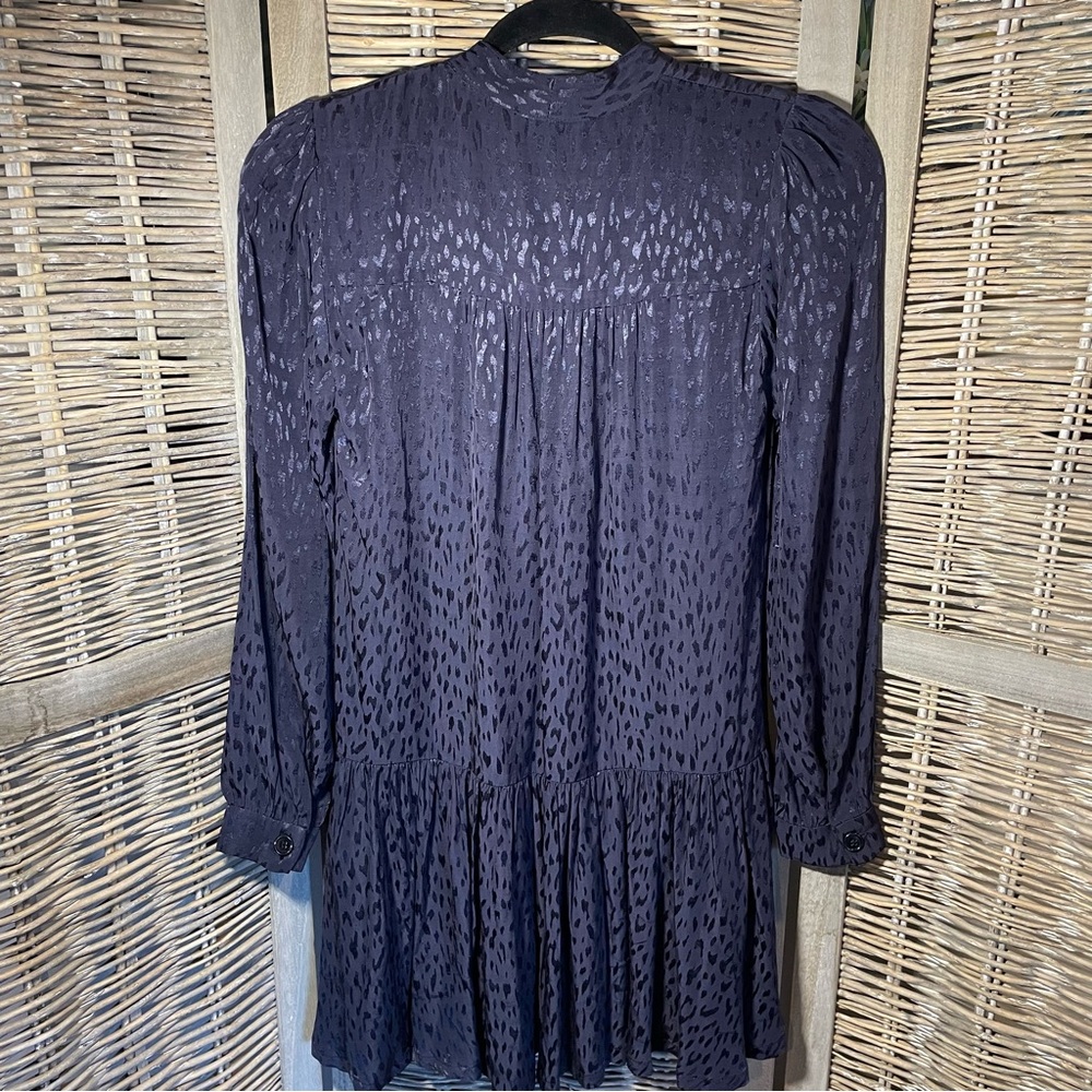 Satin Ruffle Mini Button Down Dress - size Small - Picture 2 of 12